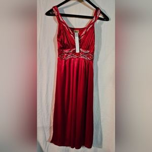Sanjoy Women's Beaded Red Midi Knee Length Sleeveless Dress Size Small
